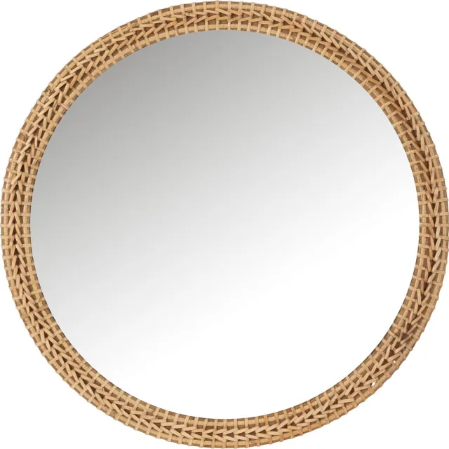 J-Line spiegel Rond - spar/glas - naturel - Ø 75 cm