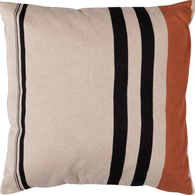 WOOOD Hani Kussen - Katoen - Khaki/Zwart - 45x45x10 khaki/black
