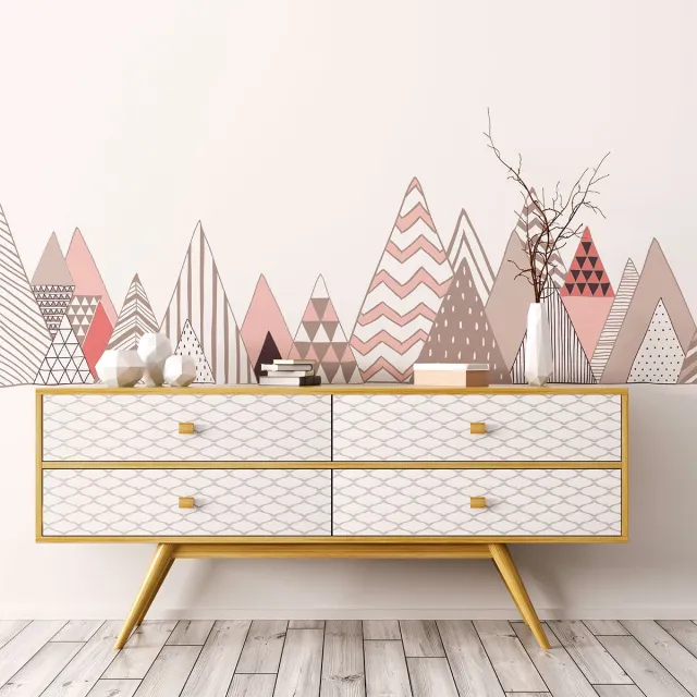 Ambiance Sticker Muurstickers - Decoratie voor slaapkamer/woonkamer - Gigantische Scandinavische bergen muursticker DIAMANTINA - 120x180cm Multi color