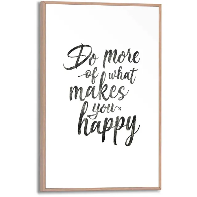 Reinders Schilderij Do more of what makes you happy - 30 x 20 - Hout - REINDERS Zwart-Wit Hout