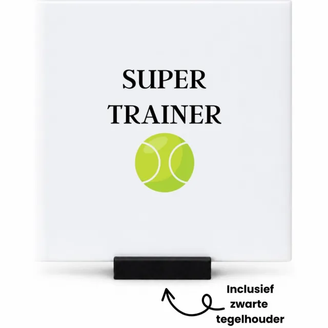 Hacebo Tennis met eigen naam tegeltje met tegelhouder - Tennis - Tennisser - tegeltjes met tekst - Sport - spreuktegels - 10.8x10.8 CM Wit