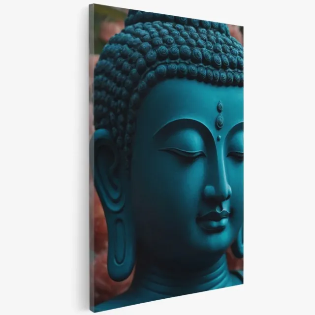 Saammp Canvas Schilderij - Boeddha in bloementuin - 80x120 - Foto op canvas - Wanddecoratie - Muurdecoratie Woonkamer - Canvas schilderijen Multicolor