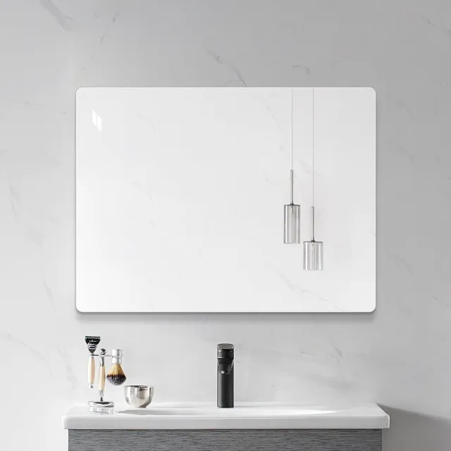FloraGrace Wandspiegel 100 x 75 cm Frameloos Rechthoekig Modern Glas Zilver Voor Badkamer Slaapkamer Hal Met Veiligheidsfolie Silver