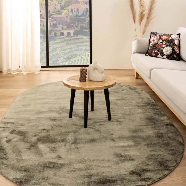 Paon Brillant Viscose vloerkleed ovaal - Glamour olijfgroen 300x400