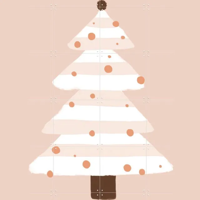 IXXI Blush Christmas Tree, Orara Studio & Various - 120 x 120 cm - Grote wanddecoratie en posters - Speels, Fantasierijk, Digitale Kunst Wit / Roze
