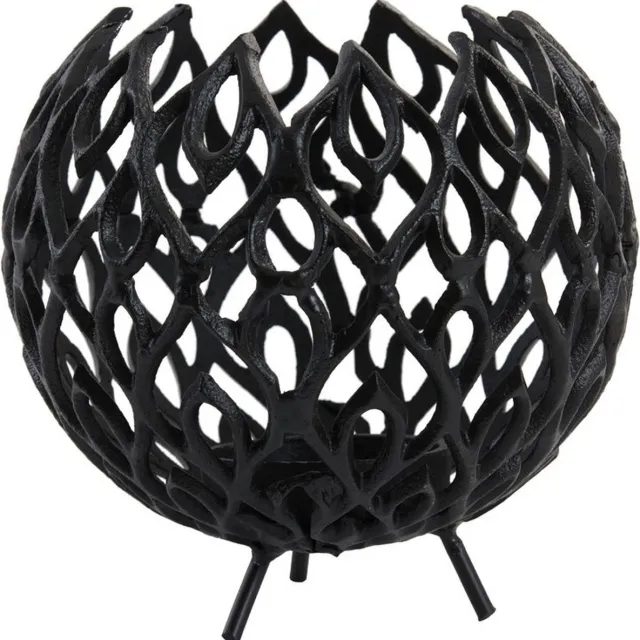 LM-Collection Flame Waxinehouder - Ø20x18cm - Zwart - Messing - kandelaars, kandelaar hout, kandelaar zwart, kaarshouder, kaars kandelaar, lantaarn windlicht, lantaarn voor buiten, lantaarn binnen