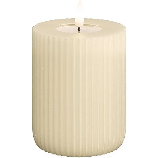 Deluxe Homeart Led Kaars Solid Stripe Cream 7,5 x 10 cm Creme
