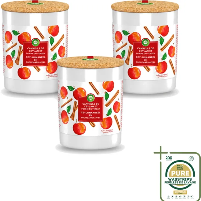 Air Wick 3 x Air Wick - Geurkaars - Kaneel & Boomgaard Appel - 35 Uur Brandduur - Wasstrips - Geurkaars - Kaneel - Boomgaard Appel - Warme Geur - Frisse Geur Rood
