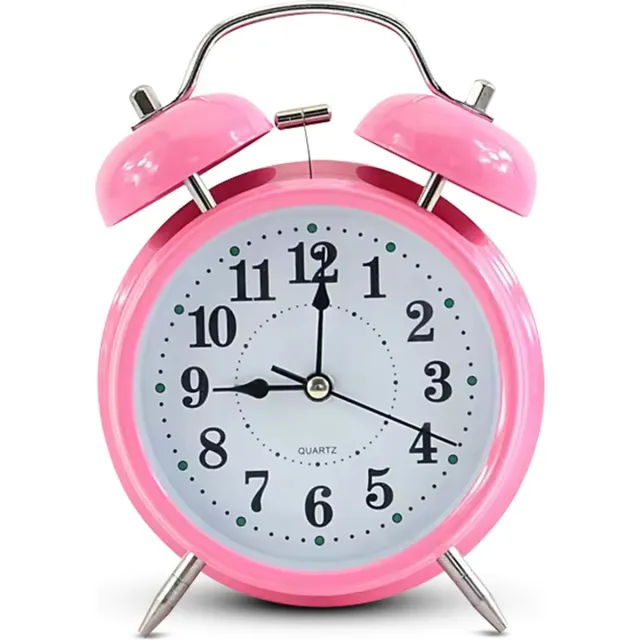 IvoQ Roze Wekker - Dubbele Bel - Retro Stijl - Moderne Functionaliteit