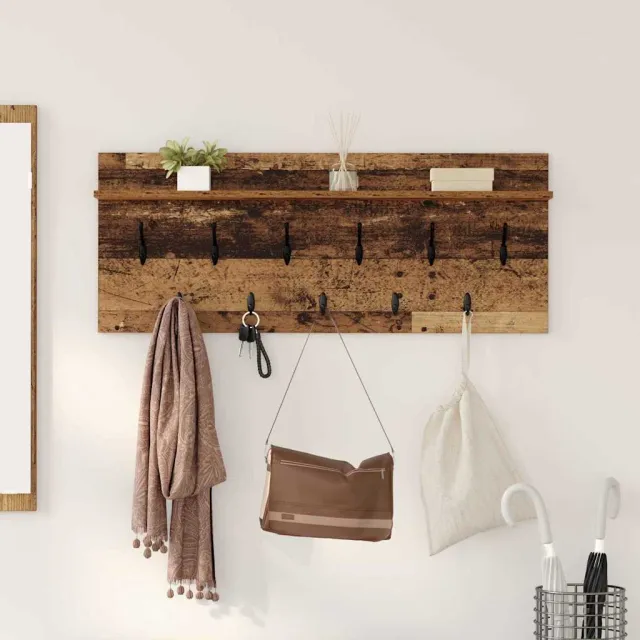 vidaXL Wandgemonteerde kapstok Oudhout 100 x 40 x 12 cm Bruin