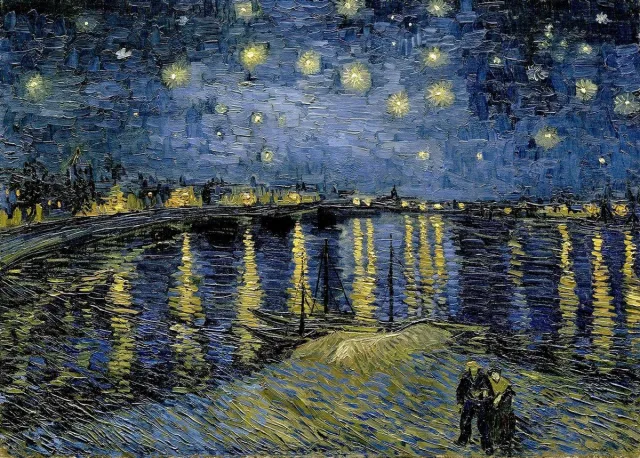 Esque Poster Sterrennacht boven de Rhône – van Gogh – Large 50x70 cm – Postimpressionisme – ‘Starry night’ Losse Poster