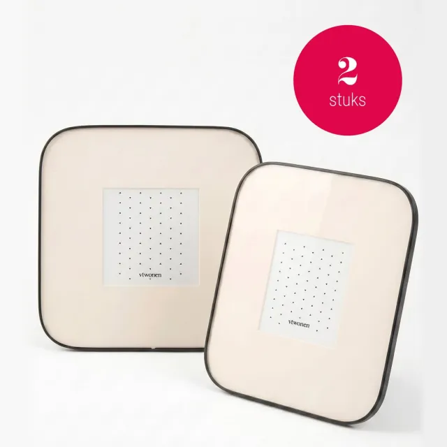 vtwonen Fotolijsten - Zwart - Set van 2 - Metaal - 21,5 x 21,5 cm Goud