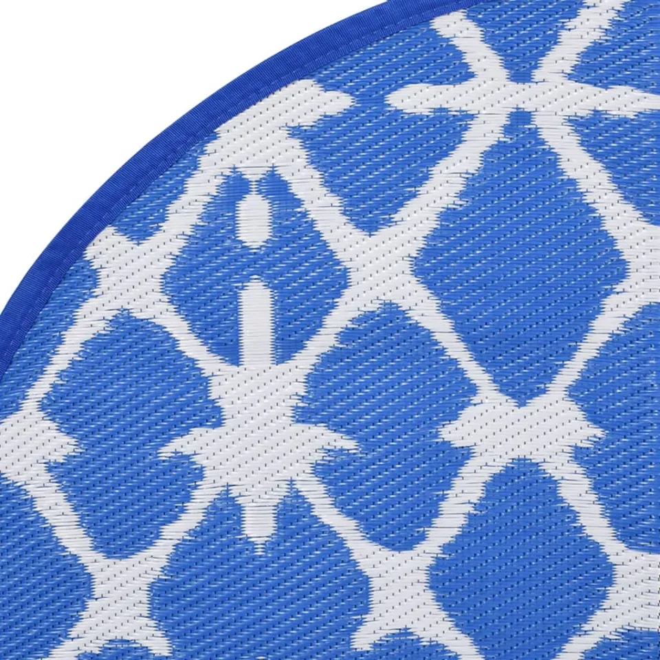 vidaXL Buitenkleed ARAKIL Ø160 cm polypropeen blauw en wit, foto 4