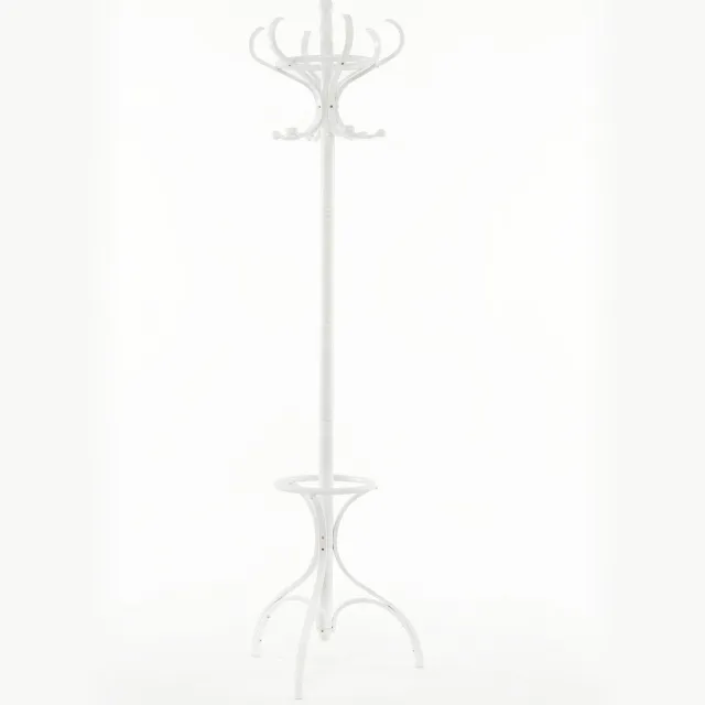 Suredeal Kapstok - Berken Kapstok Milieukwaliteit - Parapluhouder Haken Jasboom - Roterende Bovenste Laag - 48x48x182 cm - Wit