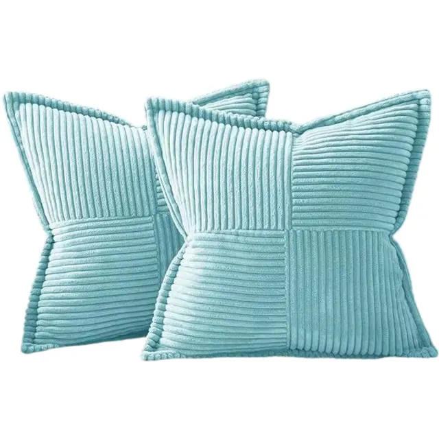 rimmo Bankkussen - Effen gestreept decoratief bankkussen voor comfort, bureau- en taillesteun - Maat 40x40 cm - Blauw