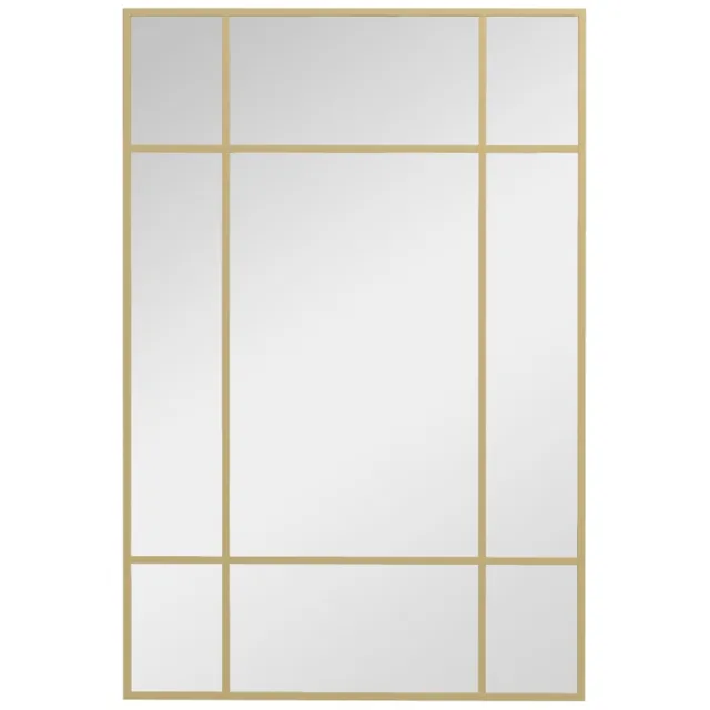ZYLARO Wandspiegel - Metalen frame - Gouden strepen - Meerlaags glas - 90 x 2 x 60 cm goudtint