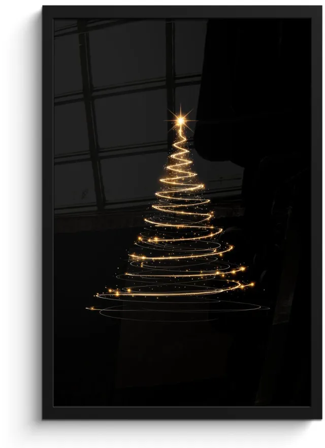 FrameYourWall Poster in lijst - Fotolijst 40x60 cm - Posters - Magisch - Kerstboom - Lichtspiralen - Zwart - Posterlijst zwart - Decoratie - Wanddecoratie woonkamer - Muurdecoratie slaapkamer - Kerstversiering - Kerstdecoratie voor binnen - Kerstmis
