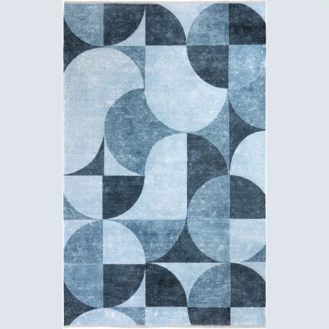 TESSO LIVING Kelim Trend Tapijt Woonkamer - Blauw - 155cm x 225cm - Modern Laagpolig Vloerkleed, Superzacht, Machinewasbaar, Non-slip