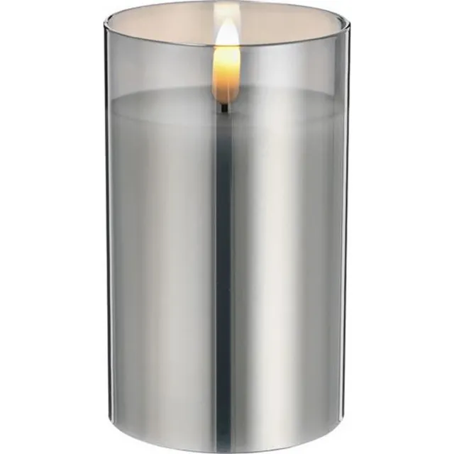 Cepewa Kaars - LED - met timer - grijs - glas - 7 x 12 cm - met timer - Woondecoratie - Elektrische kaarsen