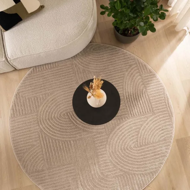 Nordic Weavers Scandinavisch vloerkleed rond - Contour Bend beige 200