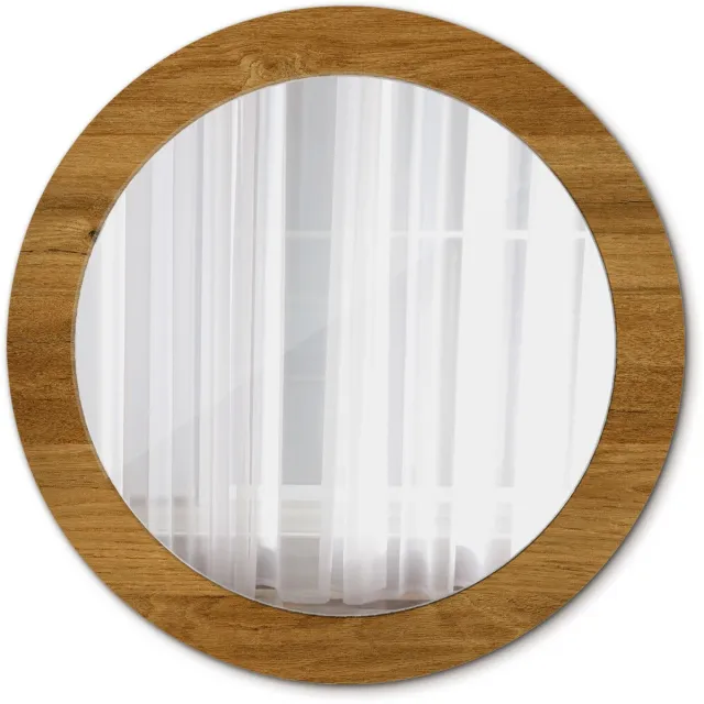 TULUP Spiegel - Ronde Spiegel - Spiegel op gehard Glas - Rustiek eiken - Diameter: 70 cm - Design Spiegel - Inloopkastspiegel – Badkamerspiegel - Kleedkamer - Bruine - Origineel cadeau - Decoratief Spiegel - Eenvoudige installatie Bruin Rustiek eiken