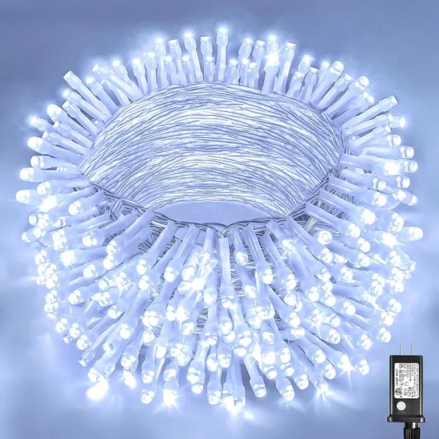 Huttutu LED Lichtsnoer voor Binnen en Buiten - 20m met 200 LED's - 8 Lichtstanden - IP55 Waterdicht - Voor Kerst, Halloween en Feesten- Wit - 1 stuk