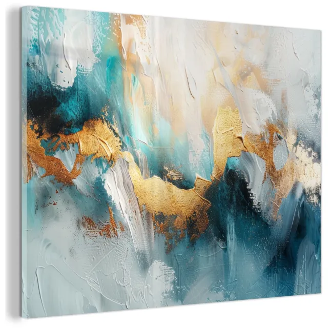 Unyqoos Moderne wanddecoratie in goud en blauw voor elke ruimte 40 x 30 cm