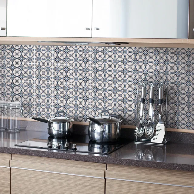 Ambiance Sticker Zelfklevende tegelmuurstickers voor keuken en badkamer - 24 Nayla Azulejos cementtegelstickers - 24 stickers, 20x20cm Multi color