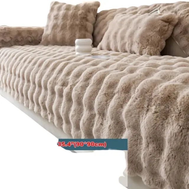 Bovista Bankhoes - Bankbeschermer - Stretch - Sofa Cover - Pluche - Khaki - Rugleuning 70x70