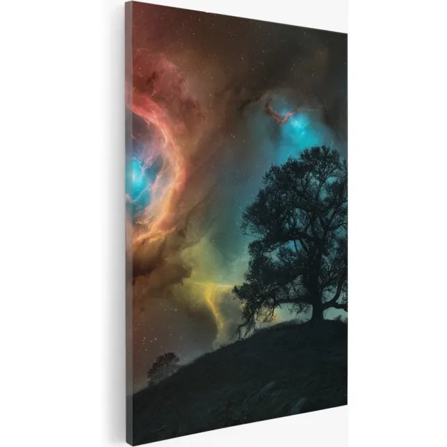 Saammp Canvas Schilderij - Ruimte - boom - Landschap - Natuur - 80x120 - Foto op canvas - Wanddecoratie - Muurdecoratie Woonkamer - Slaapkamer decoratie - Canvas Print Multicolor