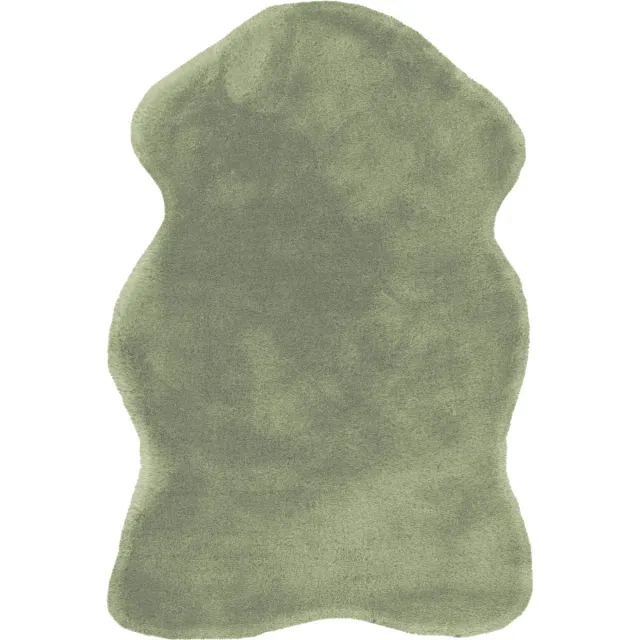 Padiro pluizig hoogpolig vloerkleed 60 x 90 cm - groen - modern effen ontwerp - voor vloerverwarming - van polyester en katoen