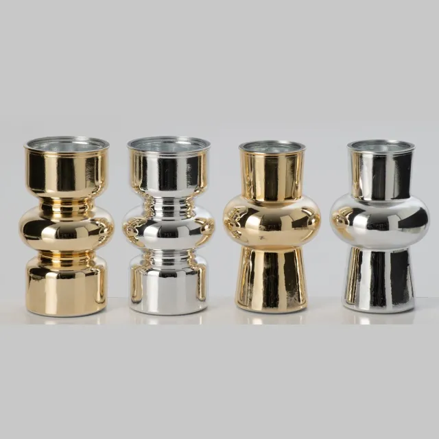 J-Line Vaas - glas - goud/zilver - assortiment van 4