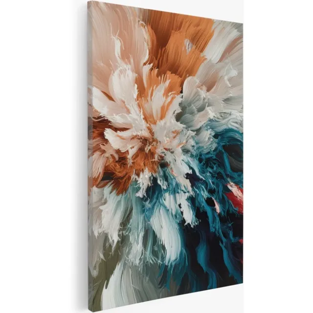 Saammp Canvas Schilderij - Explosie van oranje - blauw - Abstract - 40x60 - Foto op canvas - Wanddecoratie - Muurdecoratie Woonkamer - Slaapkamer decoratie - Canvas Print