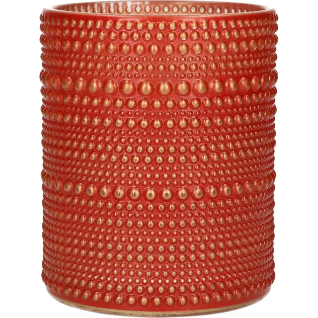 Countryfield Luxe theelichthouder - Aurora - glas - rood/goud - D10 x H12 cm