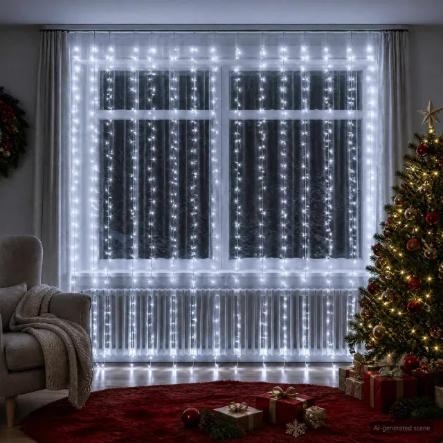 vidaXL Lichtgordijn 600 LED's Koel wit 600 x 300 cm Koudwit