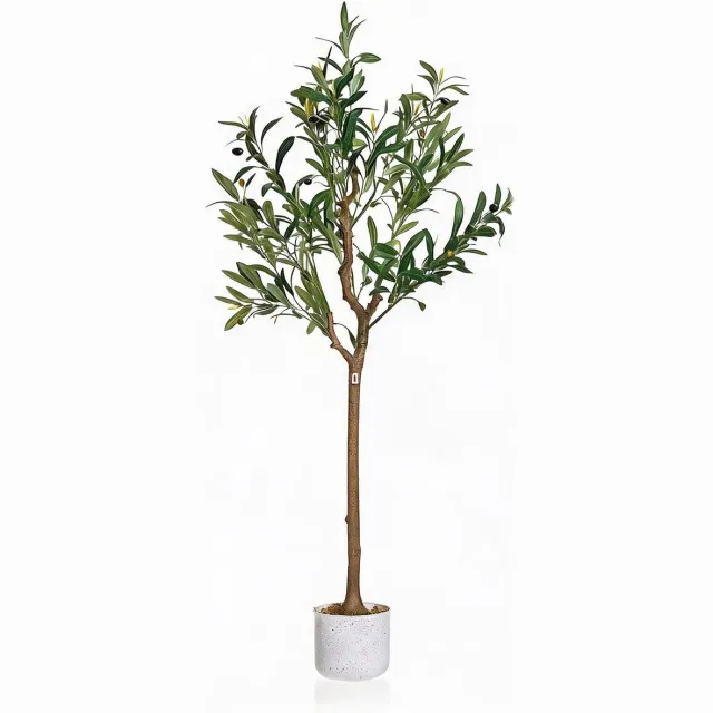 Triumpunpre Kunst‑Olijfboom - 120cm, duurzaam anti‑UV polyester, verzwaarde cementpot voor zakelijk gebruik Groen