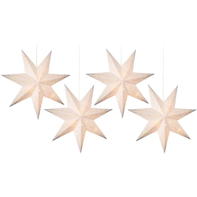 Lumineo Verlichte kerstster - 4x - wit - 40 cm - op batterijen - 10 led lampjes - warm wit