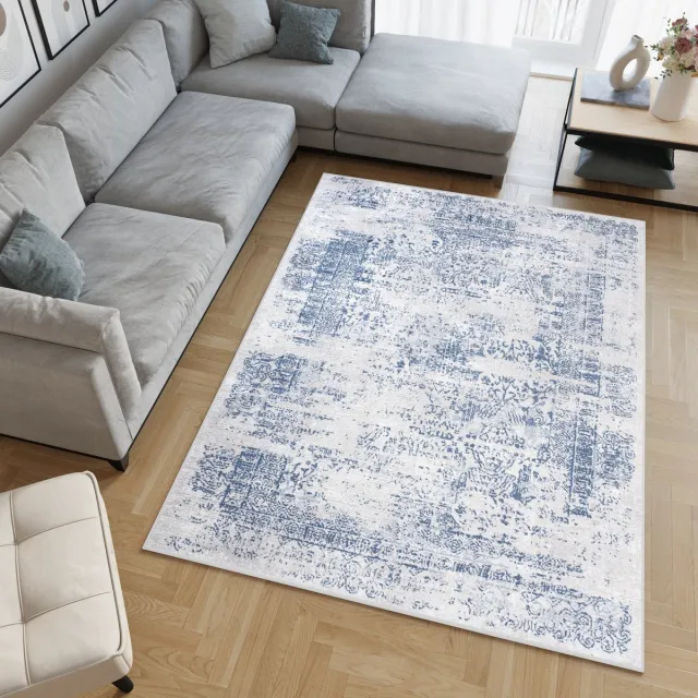 Tapiso Sky Vloerkleed Blauw Grijs Woonkamer Slaapkamer Tapijt Donkerblauw Grijs1
