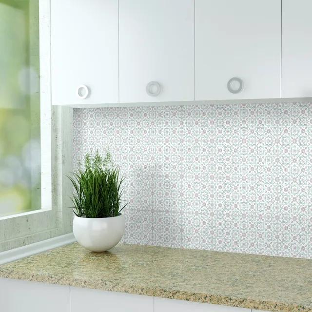 Ambiance Sticker Zelfklevende tegelmuurstickers voor keuken en badkamer - 9 cementtegelstickers, Azulejos Fernanda - 9 stickers, 10x10cm Multi color