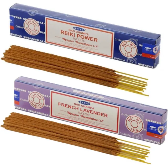 Satya Wierook cadeauset - 2x geurstokjes - Reiki Power en Lavendel geur - Meditatie Lavender paars