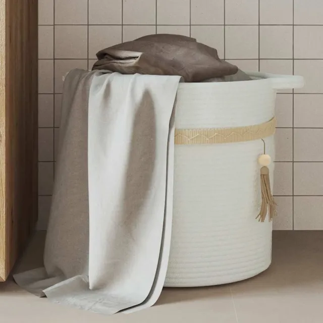 vidaXL Opbergmand Ø 38x36 cm katoen wit