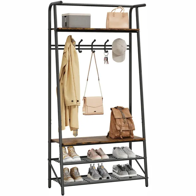 Moai & Co Moai&Co - Kapstok - Schoenenrek - Organizer - Hout - Metaal Zwart