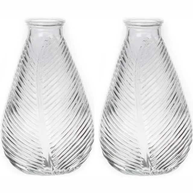 Bellatio Design Bloemenvaas - 2x - helder transparant glas - D14 x H23 cm - vaas