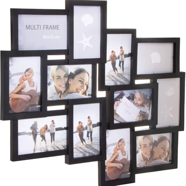 Muntel Springos Fotolijst - 12 Foto's - Collage - Staand/Liggend - 59 x 50.5 cm - Zwart