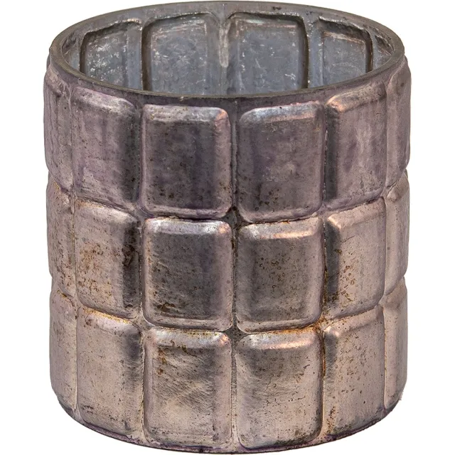 Clayre & Eef Theelichthouder Ø 10x10 cm Zilverkleurig Glas