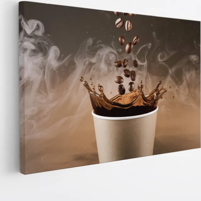 Saammp Canvas Schilderij - Koffie spetters - 150x100 - Foto op canvas - Wanddecoratie - Muurdecoratie keuken - Slaapkamer decoratie - Canvas Print Multicolor