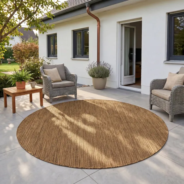 Ayyildiz Mira – Binnen- en buitenkleed – Bruin – Ø 80 cm rond