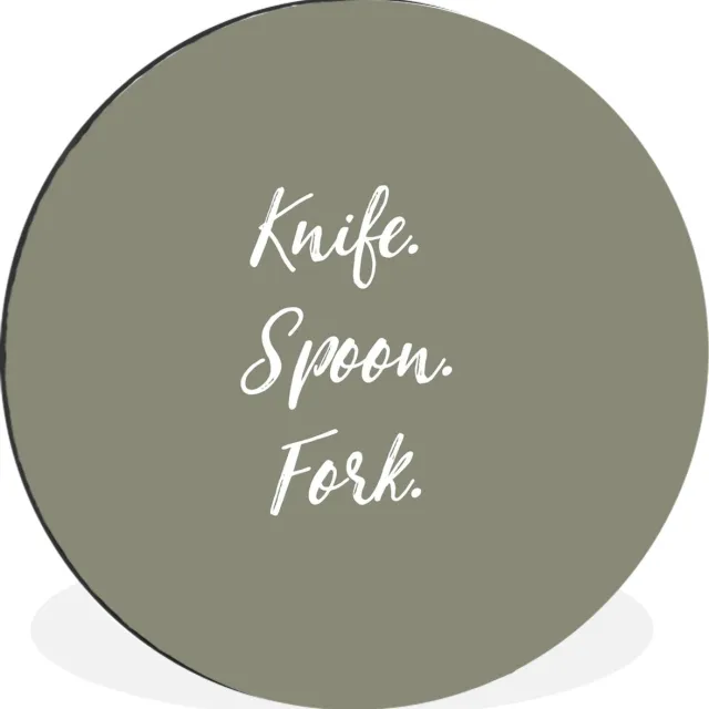 WallCircle Wandcirkel - Muurcirkel - Bestek - Quotes - Knife. Spoon. Fork. - Spreuken - Aluminium - Dibond - 140x140 cm - Binnen en Buiten Multicolor