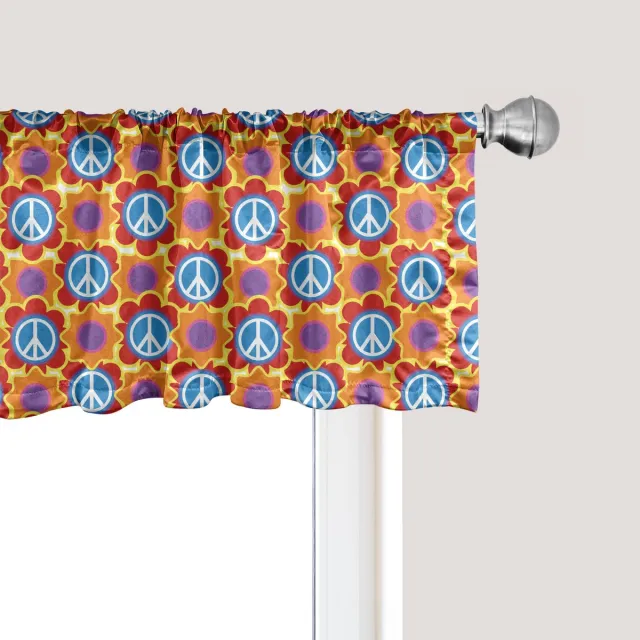 ABAKUHAUS Hippie Raamvalletje, Gordijnvalletje voor Keuken en Slaapkamer met Tunnelzoom, 137 cm x 30 cm, Multicolor Oranje Rood Blauw