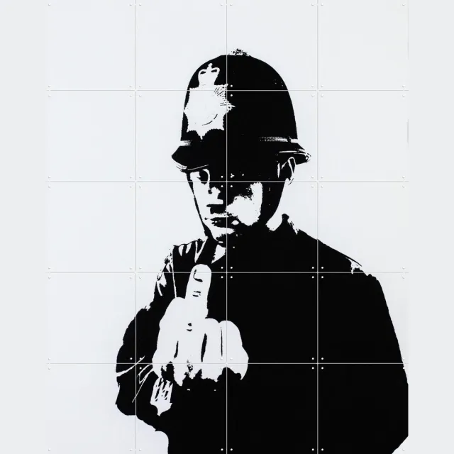 IXXI Rude Copper, Banksy - 80 x 100 cm - Grote wanddecoratie en posters - Pop art, Illustraties, Street art, Mancave, Woonkamer, Mensen, Portretten Zwart / Monochroom / Zwart en wit